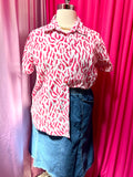 Pink Zebra Button Up Top