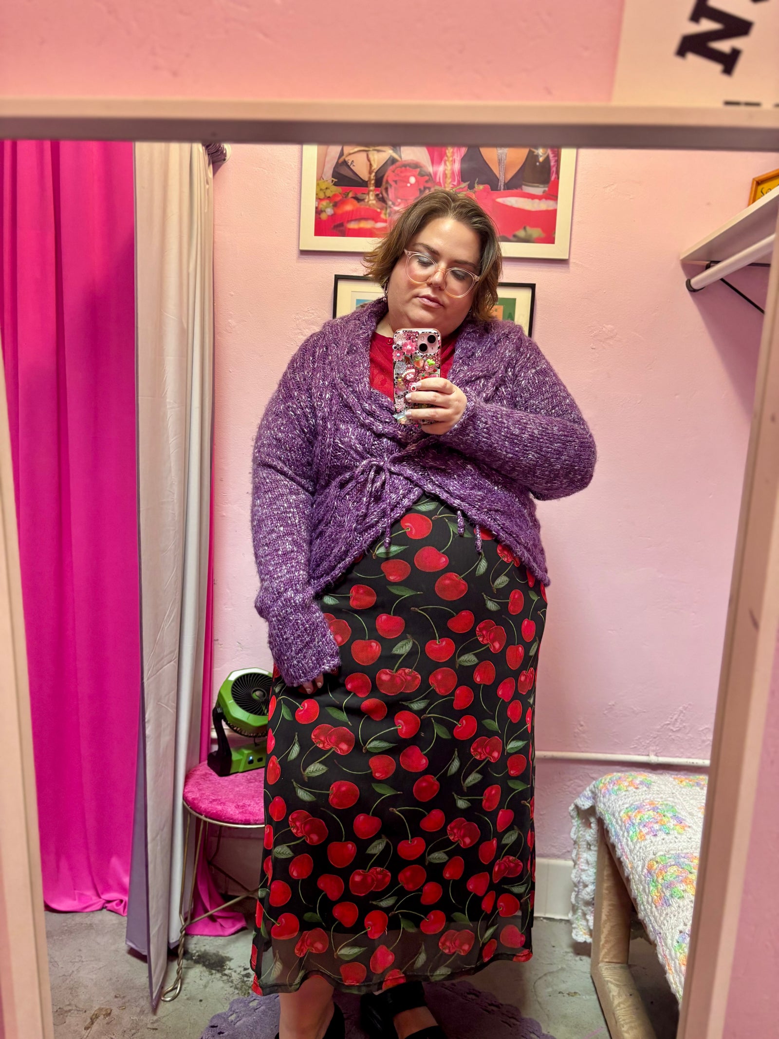 Purple Knit Wrap Sweater - Size 2X