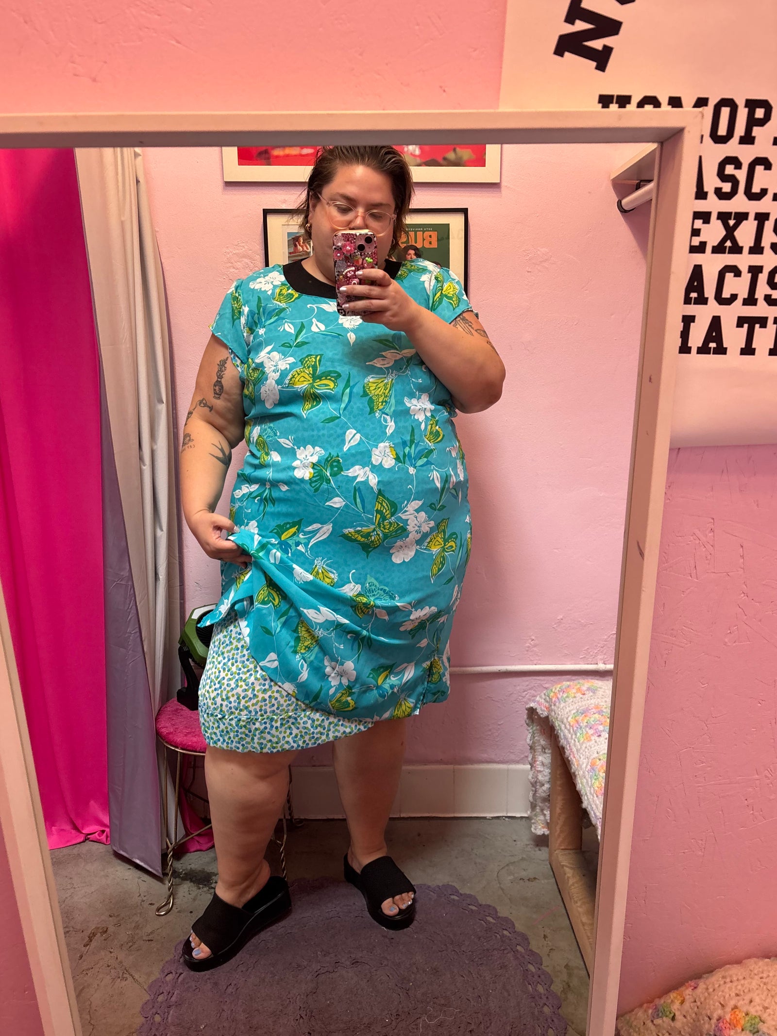 Handmade Reversible Butterflies and Polka Dots Dress - Fits up to a 22/24