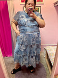 2000s Plissé Glitter Flowers Dress - Size 22+