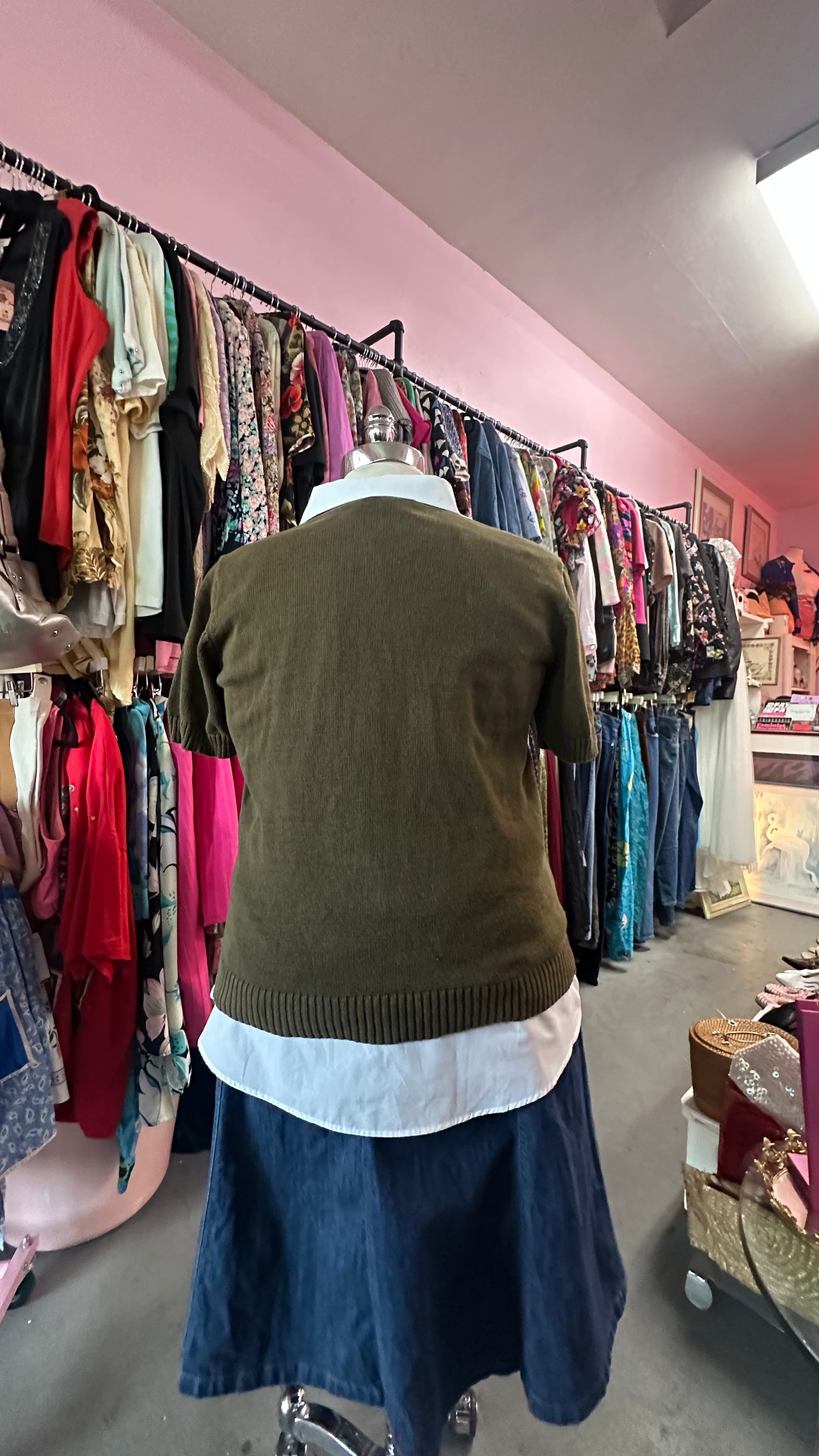 Forest Green Knit Ribbed Trim Short Sleeve Sweater - Size 2X-4X