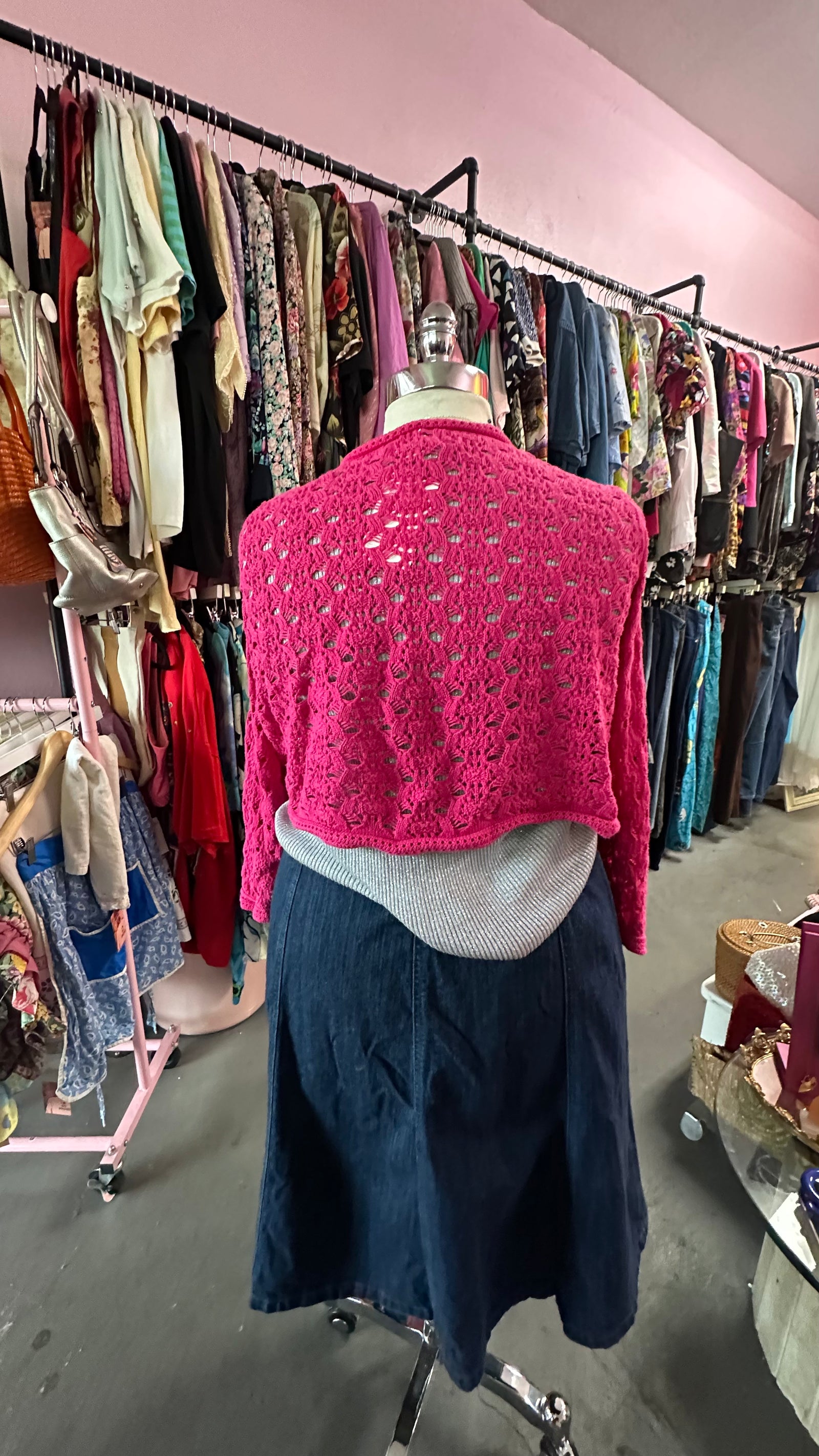 Pink Cotton Crochet Y2K Avenue Shrug - Size 22/24, 3X