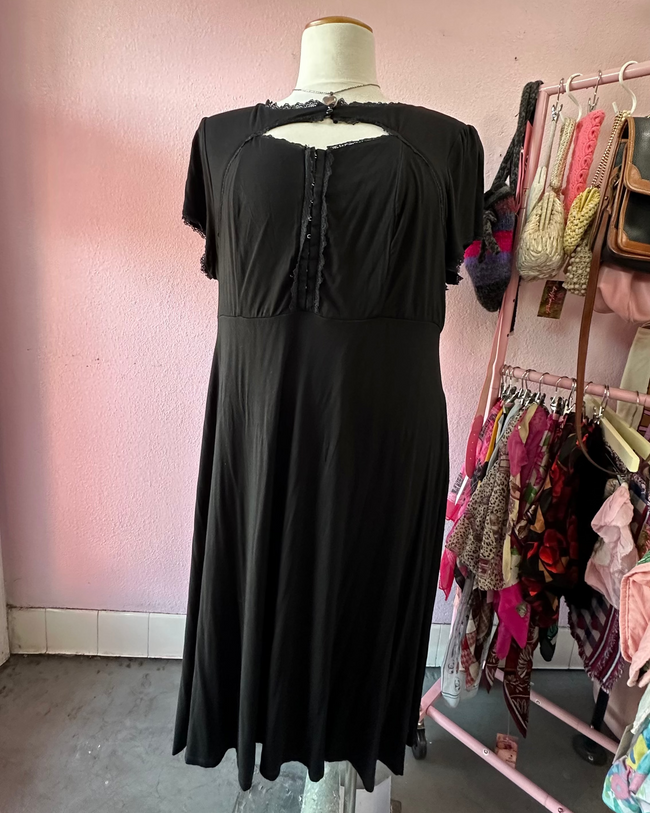 Hot Topic Black Button Collar with Corset Detail Midi Dress - 4X