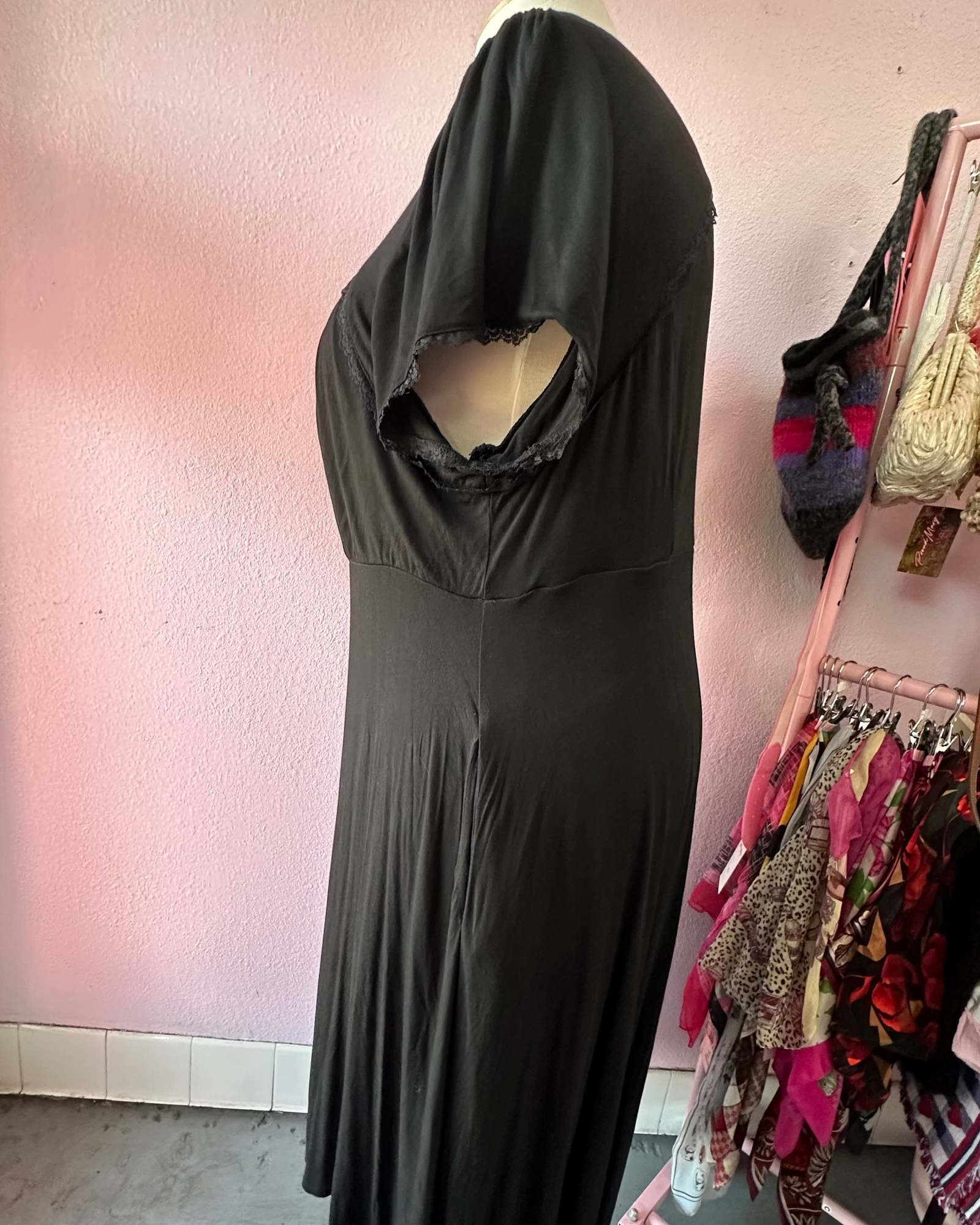 Hot Topic Black Button Collar with Corset Detail Midi Dress - 4X