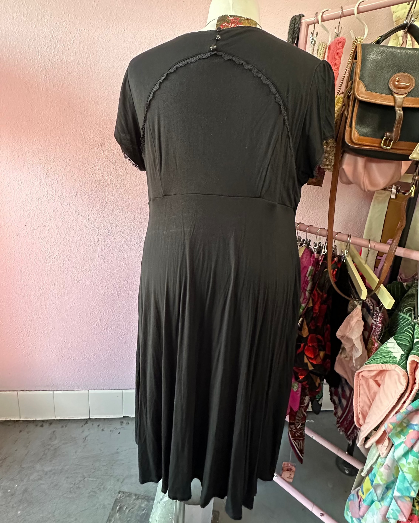 Hot Topic Black Button Collar with Corset Detail Midi Dress - 4X