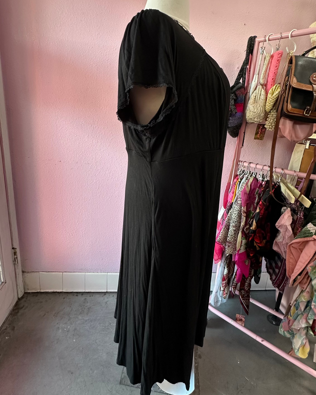 Hot Topic Black Button Collar with Corset Detail Midi Dress - 4X