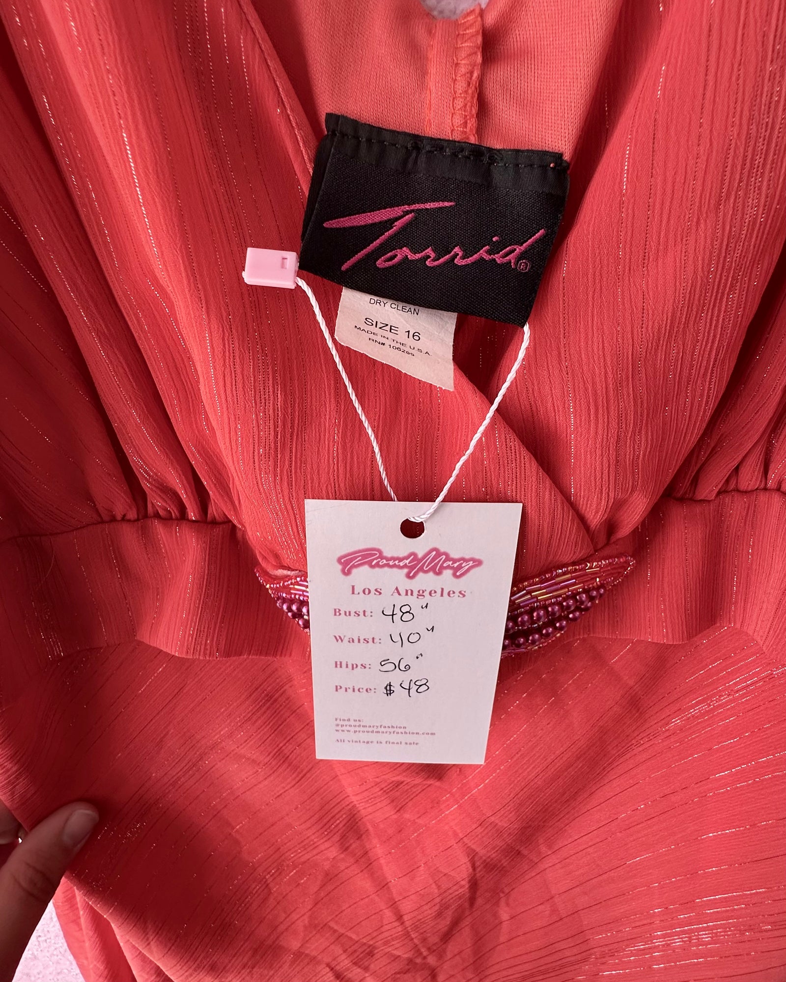 00s Torrid Tangerine V Neck Dress - Size 16