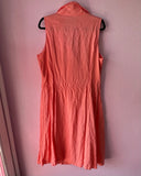 00s Collared Peach Linen Dress - Size 16