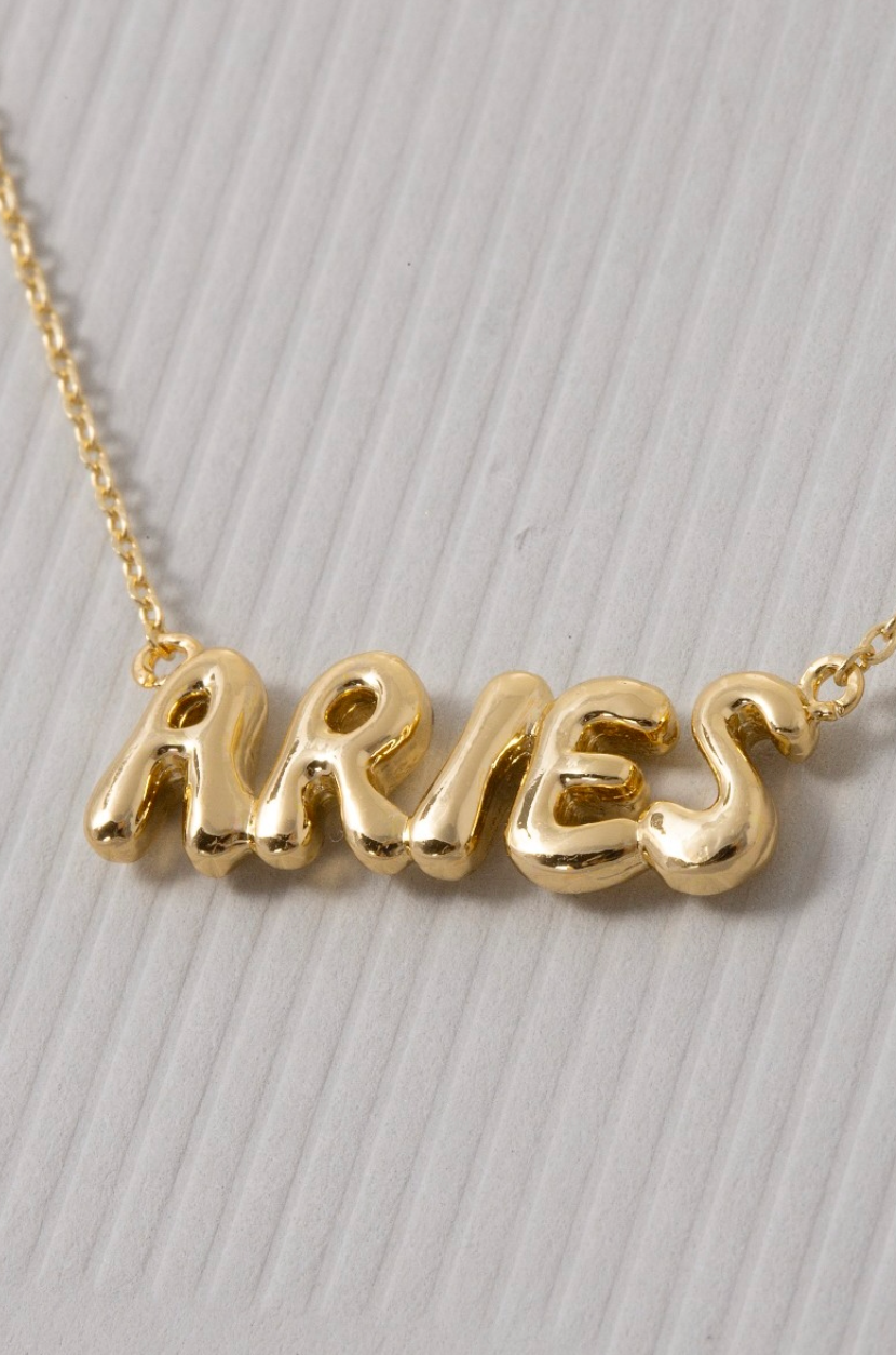 Zodiac Necklace in Bubble Letter