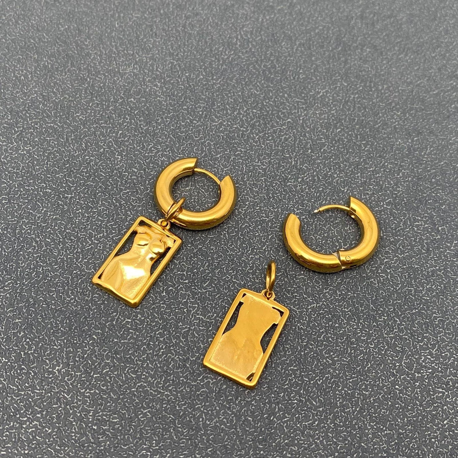 Stainless Steel Body Silhouette Huggy Earrings