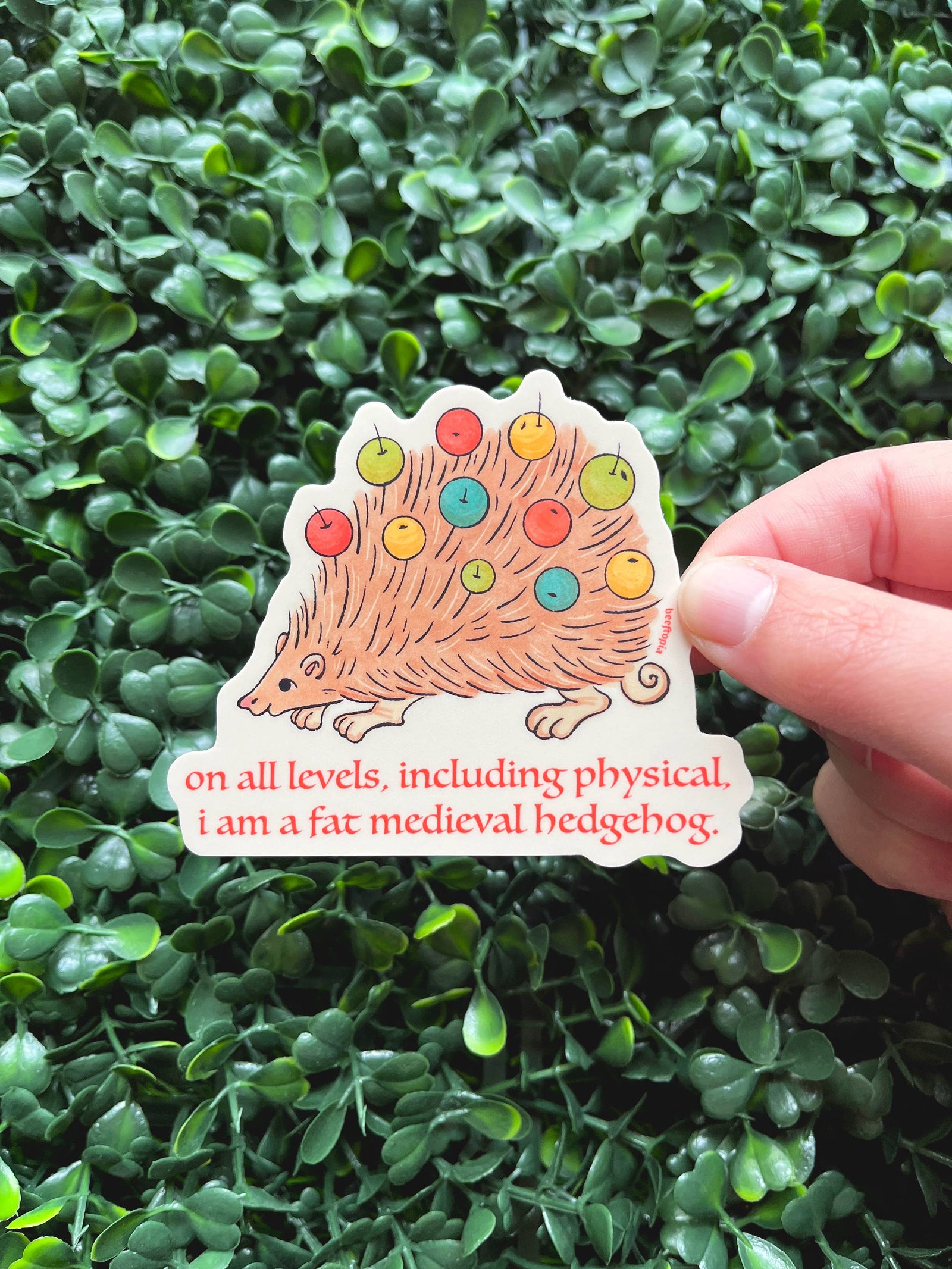 Fat Medieval Hedgehog Waterproof Vinyl Sticker
