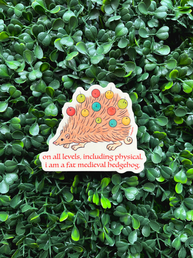 Fat Medieval Hedgehog Waterproof Vinyl Sticker