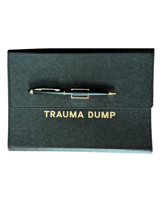 Trauma Dump Vegan Leather Journal Folio (gifts, journals)