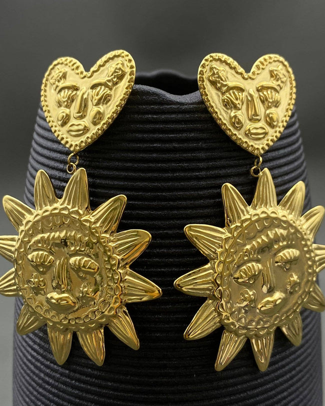 Stainless Steel Celestial Statement Earrings