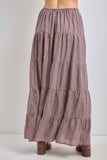 Micro-plaid Tiered Maxi Skirt