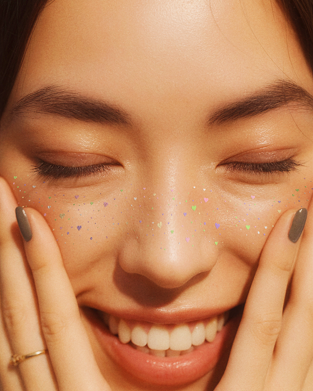 Candy Heart Multicolor Rainbow Glitter Makeup Tattoo