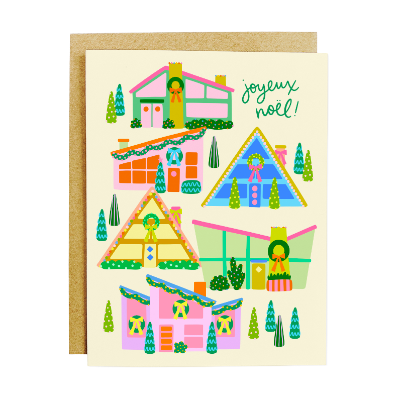 Putz House Holiday Card - Vintage Christmas Village Greeting Card
