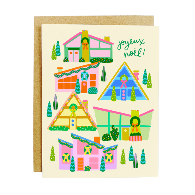 Putz House Holiday Card - Vintage Christmas Village Greeting Card