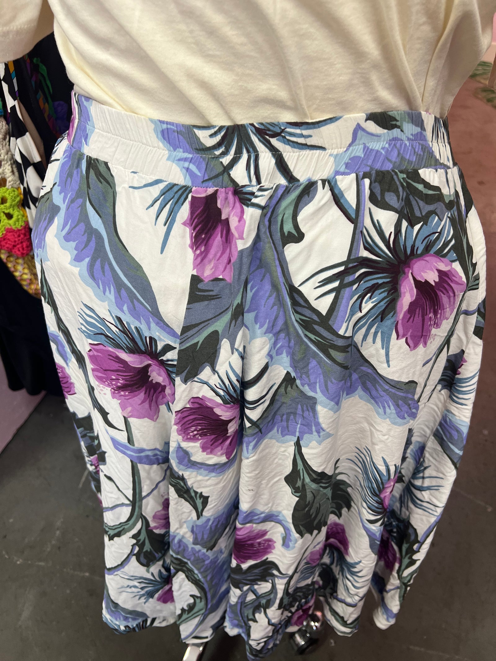 Vintage Floral Rayon Skirt