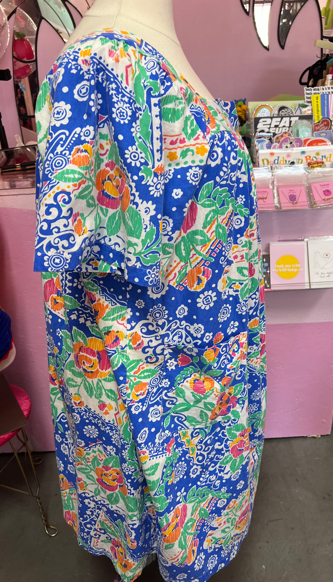 Bold Colorful Floral Day Dress