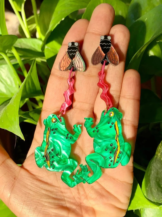 Frog and Fly Earrings