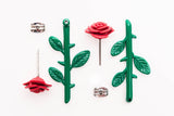 Rose Garden Earrings with Detachable Stem - 2 in 1