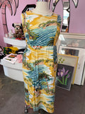 1990s Tropical Beach Print Maxi Dress