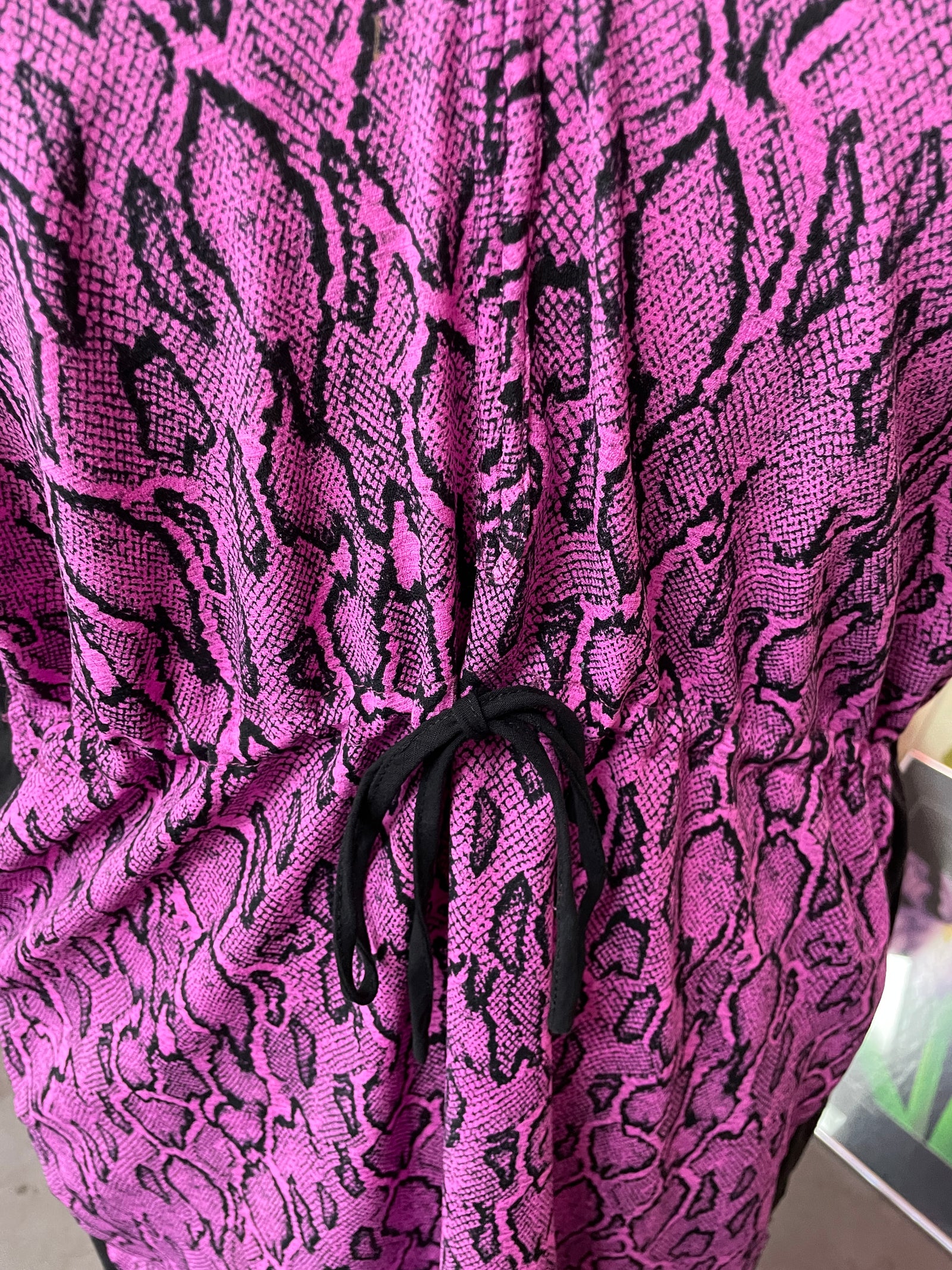 Neon Pink/Purple Snake Print Coverup Caftan