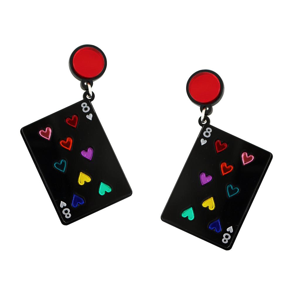 Play Your Cards Right Earrings in Black