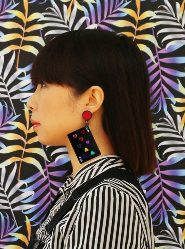 Play Your Cards Right Earrings in Black