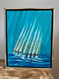 Signed Mid-century Modern Framed Painting - Locals Only