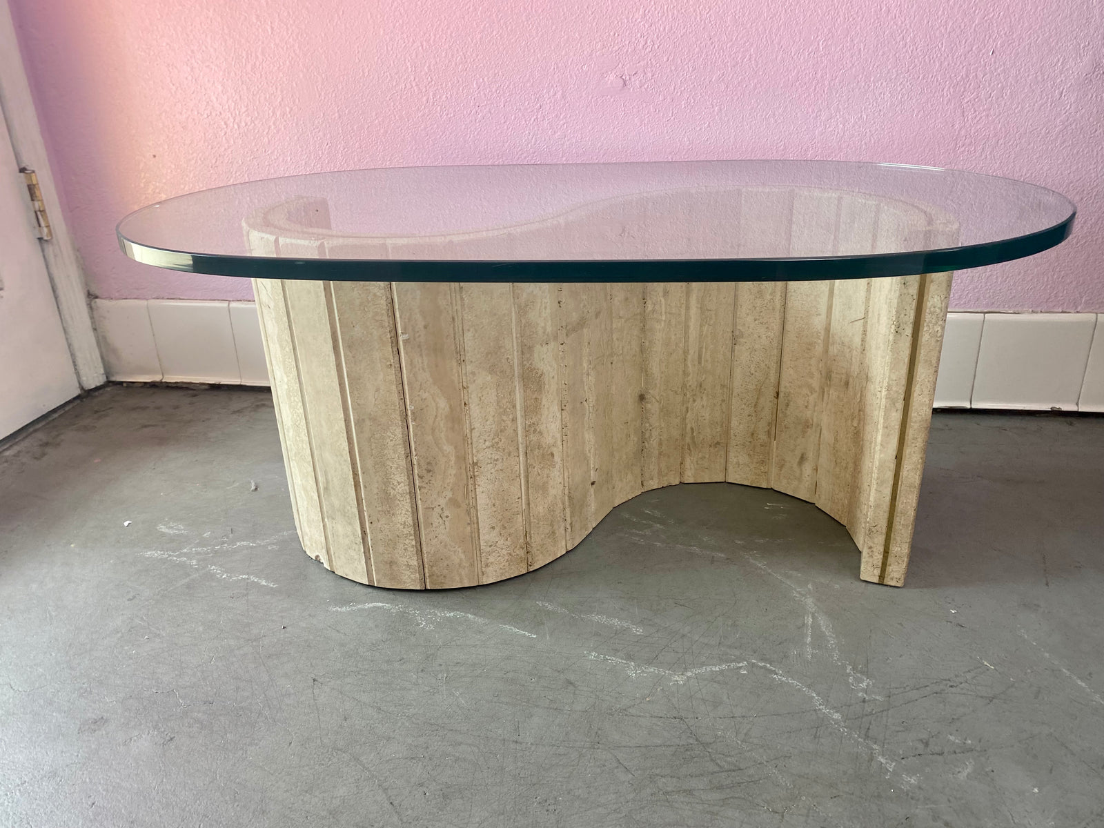 Vintage Heavy Glass Top  S Coffee Table - Locals Only