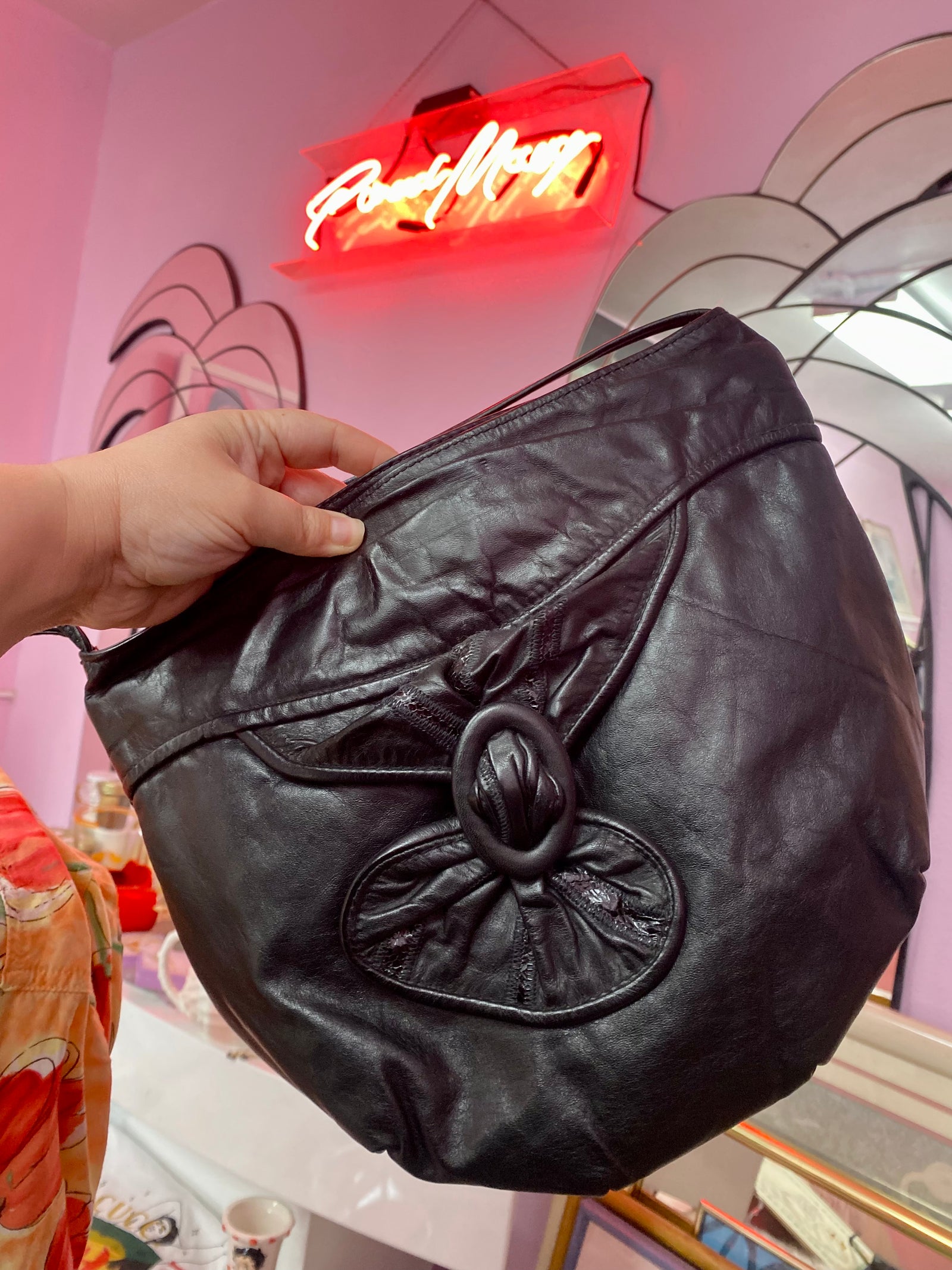 90’s Black Leather Crossbody Bag