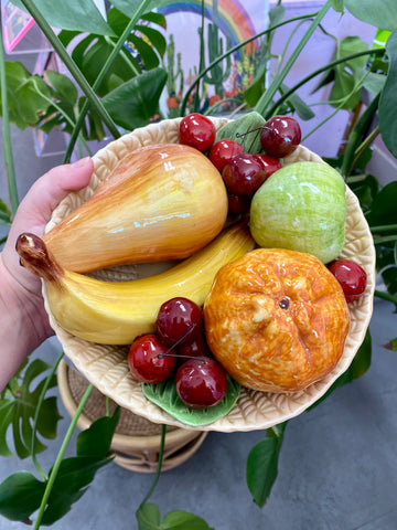 Ceramic shop fruit centerpiece