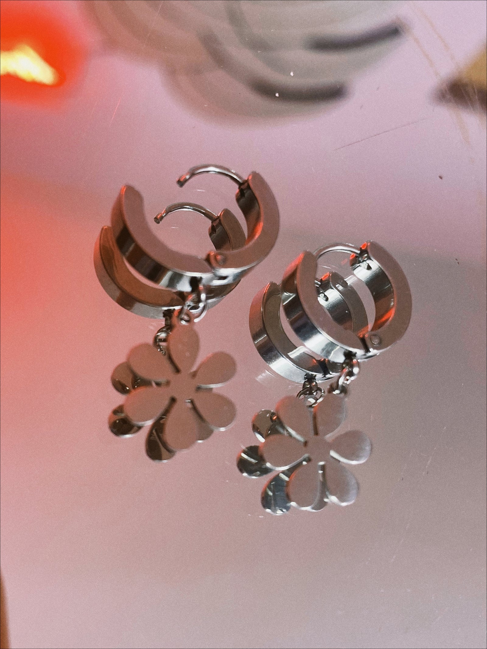 Stainless Steel Daisy Huggy Hoops
