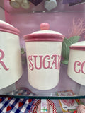 Circa 1990 Pink and White Canister set - Local Pickup Only